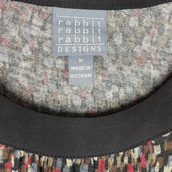 RABBIT RABBIT RABBIT Dress Womens Medium M Knit Sweater 1/2-Sleeve Smocked-Waist - Picture 8 of 10